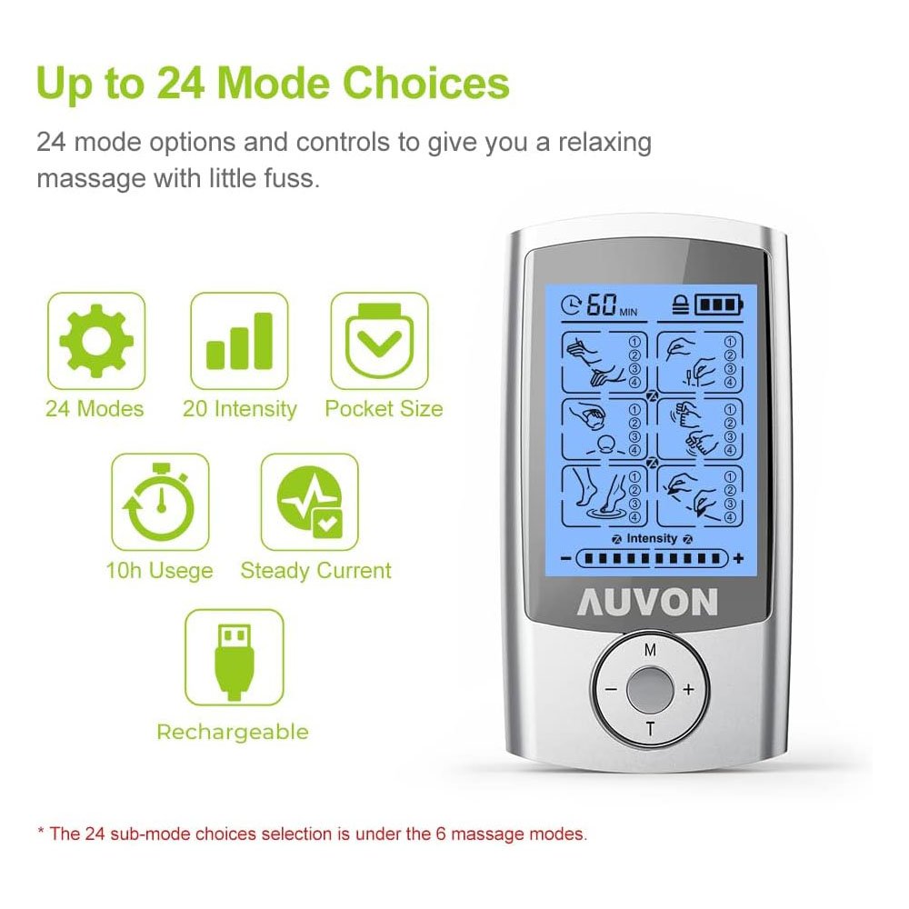 AUVON Rechargeable TENS Unit Muscle Stimulator - TENS EMS UNIT